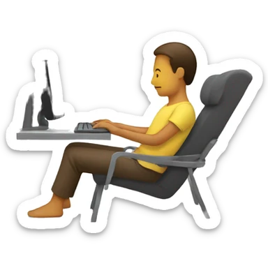 person using computer while relaxing sticker