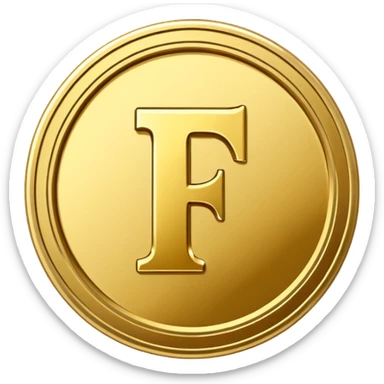 Currency crypto money symbol for the money "Fcoins" letter F, casino coin sticker