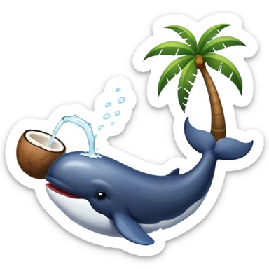 A whale drinking out of a coconut  sticker