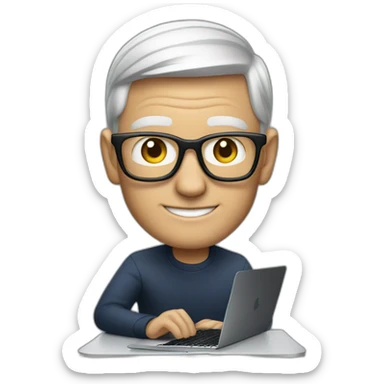 tim cook with a macbook pro sticker