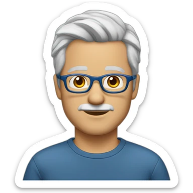white-40-year-old-man-with-gray-hair-parted-in-the-middle,-brown-eyes,-blue-glasses sticker