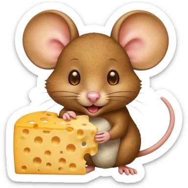 emoji di un topo con gli occhi a cuore che mangia il formaggio sticker