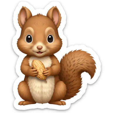 baby squirrel hold a peanut sticker