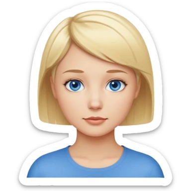 Mujer pelo rubio y muy corto ojos azules cara redonda sticker