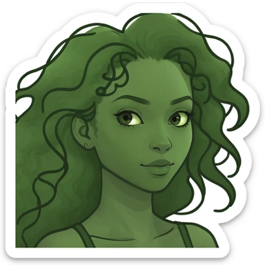 Mixed girl with long curly hair sticker
