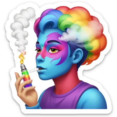 rainbow person vaping sticker