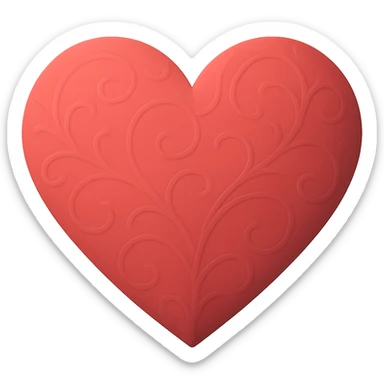 heart with a subtle embossed pattern, clean digital illustration sticker
