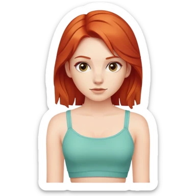 red-haired girl wearing a crop top sticker