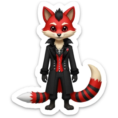 Anthropomorphic Anthro Furry punky gothic black white and red badass cool stylish handsome smexy Animal-furry-fursona sticker