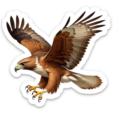 cinematic-red-tailedhawk-realistic-full-body-hunting-emoji,-powerful-brown-and-white-feathered-frame-gliding-over-a-vast-landscape,-sharp-hooked-beak-partially-open,-intelligent-eyes-focused-intensely-on-the-ground-below,-strong-talons-flexing-in-anticipation,-broad-wings-catching-the-wind-with-effortless-grace,-simplified-yet-realistic-focused-features,-highly-detailed,-glowing-with-a-bold-determined-light sticker