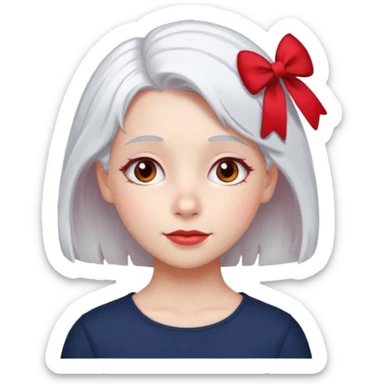  girl with white\ hair and red color hairclip sticker
