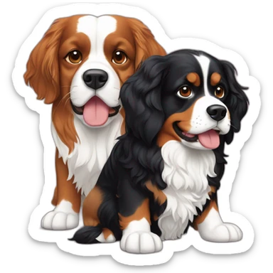 tricolor-king-charles-cavalier-and-a-bernese-mountain-dog sticker