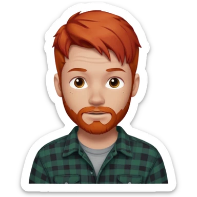 Hombre, pelirrojo, tatuado,camisa franela sticker