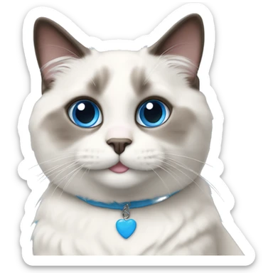 shorthaired blue eyed ragdoll cat smiling sticker