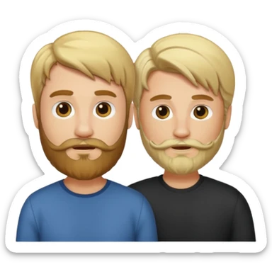 Man with a beard and long hair gathered with another short-haired blond man sticker