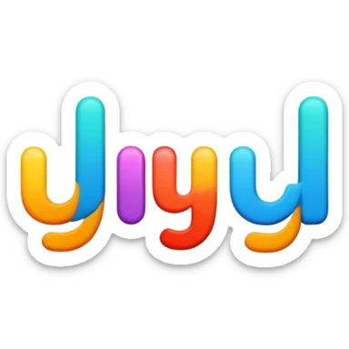 word UYI in bold colorful font as single unit sticker