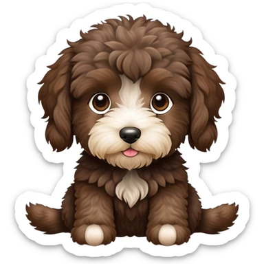 Dark brown Australian labradoodle with goals  puppy sticker
