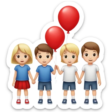 5 white kids boys and girls  letting 1 ballon go sticker