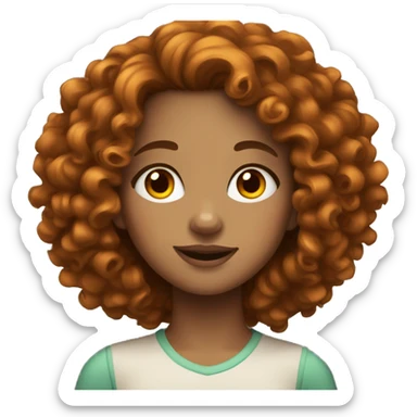 A Girl with brown curly hair that a little bit orange with fair skin and a few freckles  sticker