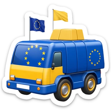 cargo car with European Union flag on the side sticker