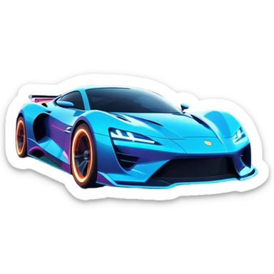 An icon showing a sleek car speeding through a neon-lit cityscape, inspired by Need for Speed. The design features dynamic motion lines, glowing tires, and a vibrant city backdrop with skyscrapers and lights. The rush of high-speed racing is highlighted. Transparent background. sticker