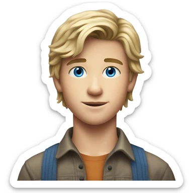 handsome farm boy  14 year old with 
 dirty blond hair in a mullet and blue eyes sticker
