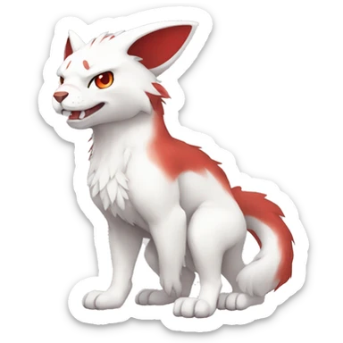 Cute cool white red animal hybrid Fakemon full body sticker