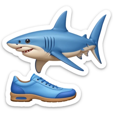 A blue shark with legs wearing blue shoes sticker