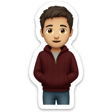 winter, christmas, hispanic, short brown hair, boy, brown eyes, child, full body, burgundy sweater sticker