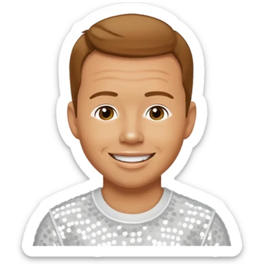 Donnie Wahlberg from NKOTB with golden brown hair, white sequin outfit sticker