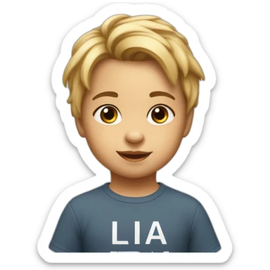 A cute toddler with a t-shirt says Lia sticker