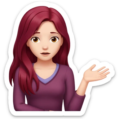 Beautiful long burgundy haired girl, shrugging shoulders sticker