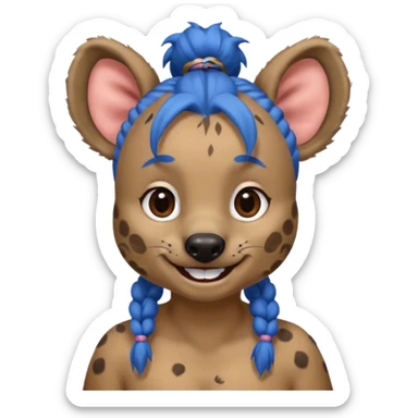 hyena with blue pigtail buns sticker