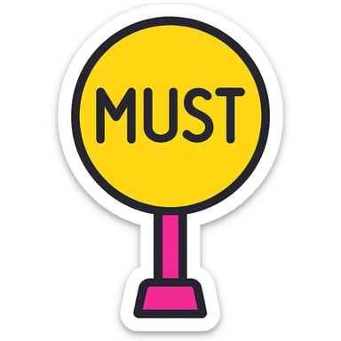 the road sign with the word must sticker