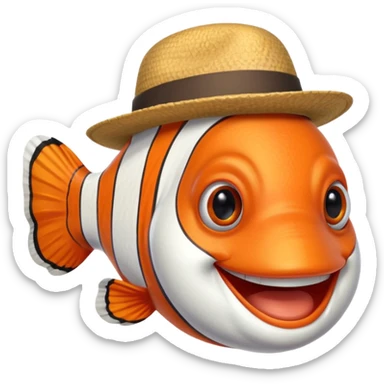 Clownfish with a fedora, smiling sticker