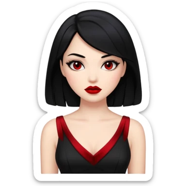 “Emoji girl, femme fatale, black hair. megan fox vibes black dress sticker