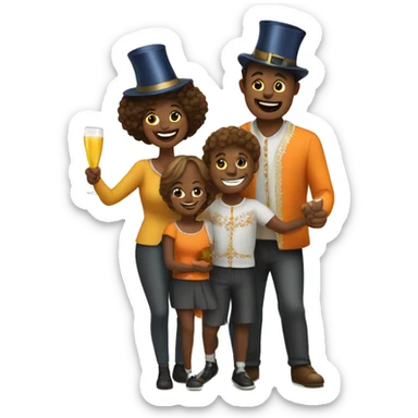 family of dutch celebrate new year sticker