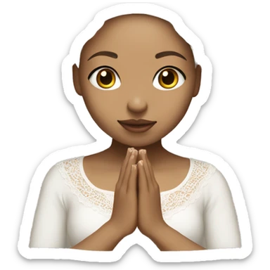 Light skin girl praying with lace white veil  sticker
