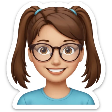 brown haired Ponytail Girl with Glasses sticker