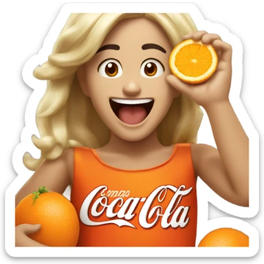 naranja tomando coca cola feliz sticker