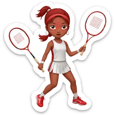 ancient gongsam girl with 1 badminton racket, red sticker