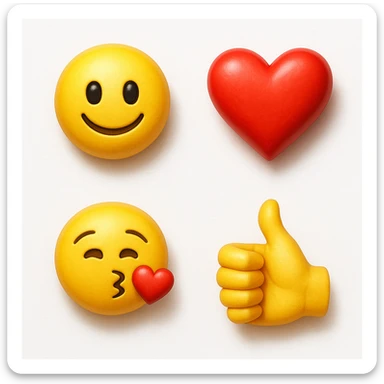 make four emojis on white background with good amount of shadow  sticker