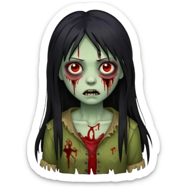 girl zombie with black long hair and franja sticker