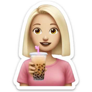 Blonde girl drinking bubble tea sticker
