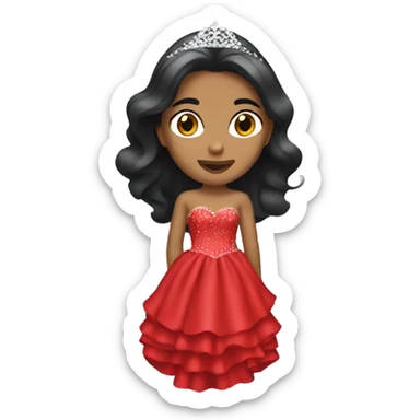 Quinceñera with a red dress sticker