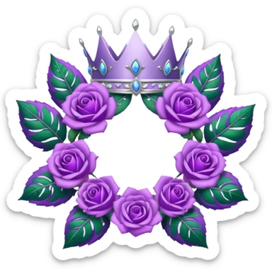 Purple rose with silver tiara and a purple emblem leaf wreath sticker