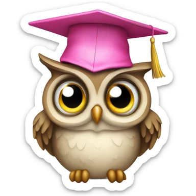 owl with pink graduate hat sticker