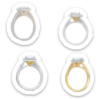 One Cushion cut diamond ring with white and yellow gold band  sticker