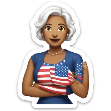  Middle age women wearing American flag at political rally who is in search of handsome man sticker