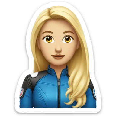 Mujer rubia de ojos azules subida a una moto sticker